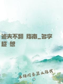追夫不翻車指南